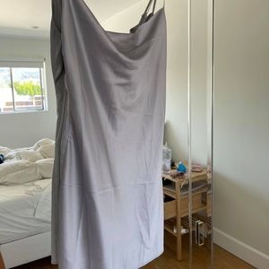 Silver sating effect mini slip dress